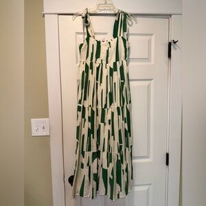 Green and White Midi Dress